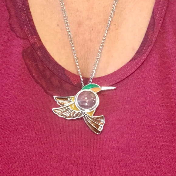 Hummingbird Necklace Handmade 20mm snap gingersnap SN20 display - Picture 4 of 7